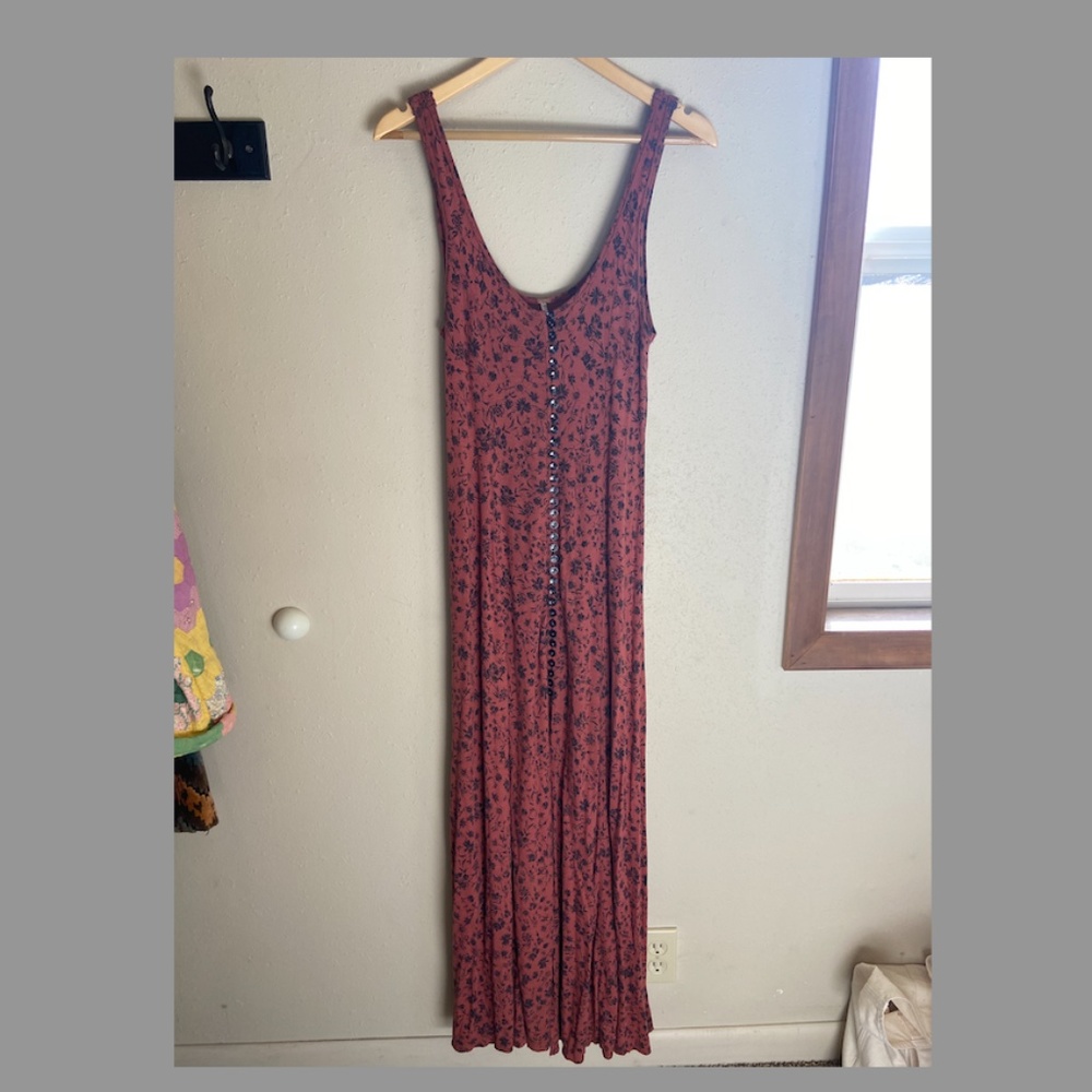 Free People Rust Dress with Black Floral Print